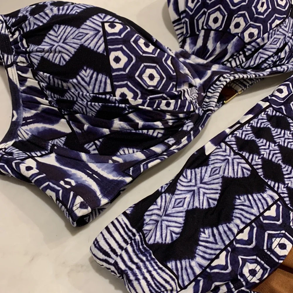 Blue Patterned Bikini Set-underwire - Picture 7 of 14